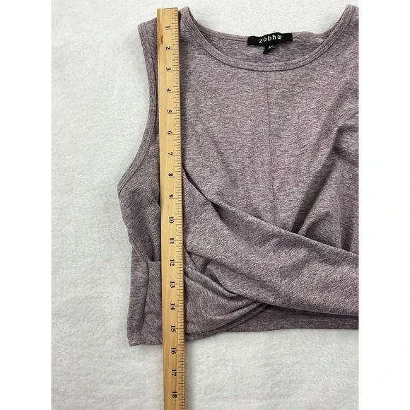 Zobha Melange Twist Crop Top Womens Medium Heather Plum Yoga Athletic Fit Preppy - Picture 5 of 8